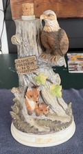 Vtg. Bald Eagle & Fox Decanter Game Preserve 12in NO TOP Cork Is There Musicial picture