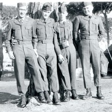 c1940s WWII Army Soldiers Ike Jackets Snapshot Photo Military Camp Tents Boots picture