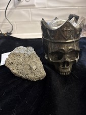 Pyrite 4.5”x3.5”x 4.25 Crowned Skull Carving 6.5 Lb. ,1.5 Lb Specimen 4”x2.5”x2 picture