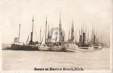 Scene at Harbor Beach MI Michigan 1911 RPPC Photo Postcard COPY picture