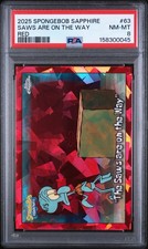 2025 Topps Chrome SpongeBob Sapphire #63 ‘Saws Are on the Way’ Red /5 PSA 8 picture