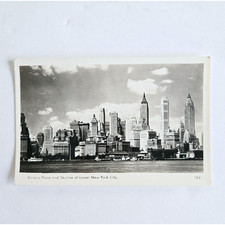 Vintage Real Photo Postcard New York City Skyline Skyscrapers Battery Place RPPC picture