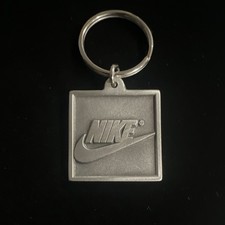 Vintage Nike Promo Engraved Fine Pewter Silver Keychain Key Ring , Made in USA picture