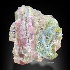 64GM | Natural Bi-Color Tourmaline Crystal Cluster Quartz Specimen | Afghanistan picture