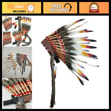 Native American Feather Headdress - Indian Style Headwear 15.5-17.7