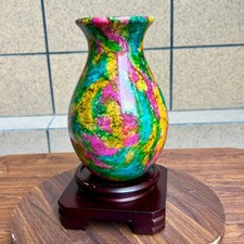 2.6 lb Taiwan Serpentine Crystal Vase Natural Harmony Display Decor picture
