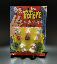 1970s Vintage Popeye Finger Puppet Family NOS Denmark Plastics MOC FROM CASE picture