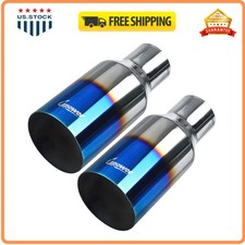 2PCS Upower 2.5in Inlet 4in Outlet 9in Long Burnt Tip Stainless Exhaust Tailpipe picture