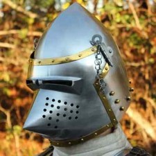 Medieval Hounskull Pig face Bassinet Helmet Stainless Steel Leather Straps Gift picture