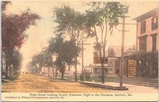 Lithograph Sanford ME Main Street at Emerson High School 1909 picture