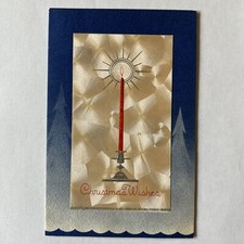VTG UNUSED CHRISTMAS CANDLE GREETINGS CARD picture