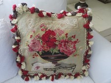 Aubusson style FRENCH COUNTRY Needlepoint Pillow PETIT POINT Florals in a Vase picture