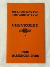Reprint 1936 Instructions for the Care of Your Chevrolet Passenger Cars Manual picture
