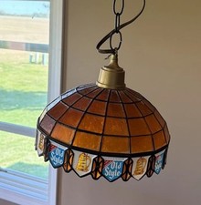 Vintage 10 Inch Old Style Beer Swag Lamp Faux Tiffany Style Hanging Bar Light picture
