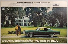 1972 Print Ad Chevrolet Monte Carlo 2-Door Chevy Houmas House Burnside,LA picture