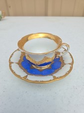 Antique Beautiful Meissen Mocha Tea Cup Blue Gold  RARE  picture