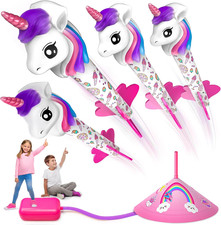Unicorn Rocket Launcher for Kids, 4 Unicorns Outdoor Toys for Girls, Christmas E picture