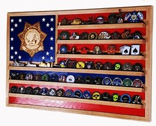 California State Trooper / Police Challenge Coin Display Flag 70-100 Coins TRAD picture