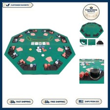 48-Inch Folding Poker Table Top – Solid Wood with Cup Holders & Chip Trays picture