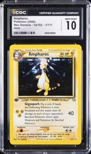 2000 POKEMON NEO GENESIS - 1ST ED. HOLO #1/111 AMPHAROS CGC 10 GEM MINT picture
