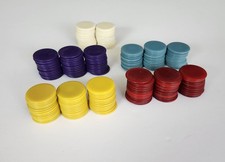 Vintage MCM Mini Poker Chips Plastic Miniature  Blue Yellow Red White picture