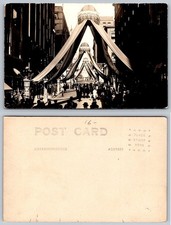 Vintage RPPC Real Photo Postcard Street Scene Parade Festival City Archways picture