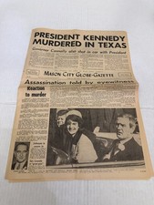 1963 JFK Assassination Newspaper Nov 22 Mason City Globe-Gazette Kennedy Murder picture