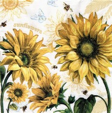 (2) Two Paper Lunch Napkins for Decoupage/Mixed Media - Sunflowers in Wind picture