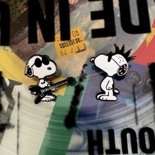 Snoopy Pins - Set of 2 NEW Peanuts Punk Rock Guitar Lot picture