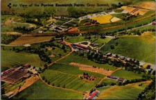Air View Purina Research Farm Gray Summit, MO Curteich Art-Colortone Postcard picture
