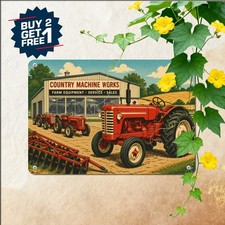Vintage Farm Tractor Parking Only Sign Rustic Barn Machinery Metal Tin Plaque picture