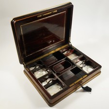 Antique French Marquetry Wood Inlaid Gaming Box Pearl Tokens Signed Paul SORMANI picture