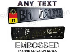 GERMAN BLACK ON BLACK, EURO STYLE TAG, BMW, European LICENSE plate, ANY TEXT ^ picture