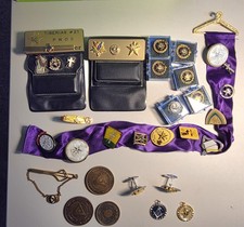 Vintage Lot Of (35pcs) Masonic Knights Templar Pins, Cuff links, Coins & More picture