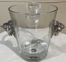 LN Rare Arthur Court Equestrian Horse Glass Metal Ice Bucket -6.25