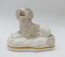 VTG ANTIQUE STAFFORDSHIRE POODLE DOG FIGURINE HOLLYWOOD REGENCY ENGLAND FIGURE picture