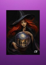 The Witch's Crystal Ball | ACEO Art Card | Halloween Hollow Series | Impasto picture