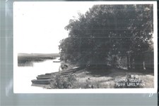 NICE RPPC VIEW OF BOATS AT THE SHORE OF HAMMS RESORT IN RUSH LAKE, MN picture