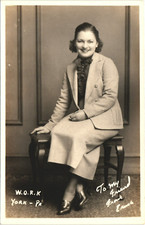 W.O.R.K. RADIO LADY 1940s york pa real photo postcard rppc pennsyvlania antique picture