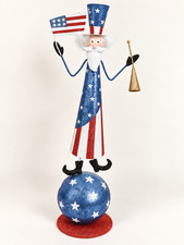 Vintage Pier One Imports Whimsical Patriotic Uncle Sam Metal Figurine Americana picture