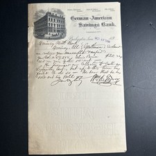 1892 German American Savings Bank Burlington Iowa Financial Document picture