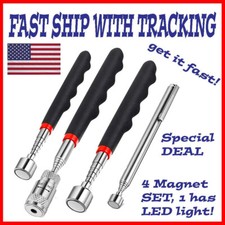 New (4) Telescopic Inspection Round Mirror Magnet Pick-Up Tool Stainless Steel  picture