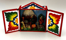 VTG Peruvian Retablo Market Scene Hand Paint Folk Art Shadowbox Diorama 6.5x 12' picture