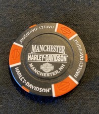 Manchester, New Hampshire Harley Davidson Poker Chip / Black & Orange picture
