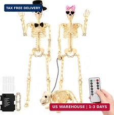 3PC Halloween Skeleton Decorations,2 3FT Life Size Skeletons & Skeleton Dog picture