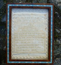 Antique Cross Stitch Fine Verse Sampler Named Ann Sinderby Huntley Dated 1844 picture