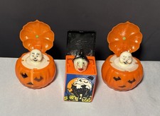 3 Vtg Hong Kong Fun World Halloween Jack-O-Lantern Pumpkin Pop Up Ghost Witch picture