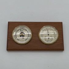 Bey-Berk International Solid Brass Barometer Thermometer Hygrometer Wood Mount picture