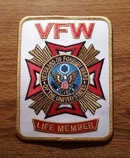 Veterans of Foreign Wars (VFW Life Member) Embroidered White Patch - New Style picture