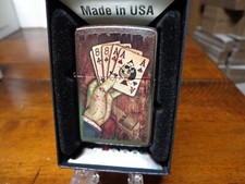 DEAD MAN'S HAND ACES AND EIGHTS GAMBLING POKER ZIPPO LIGHTER MINT IN BOX picture
